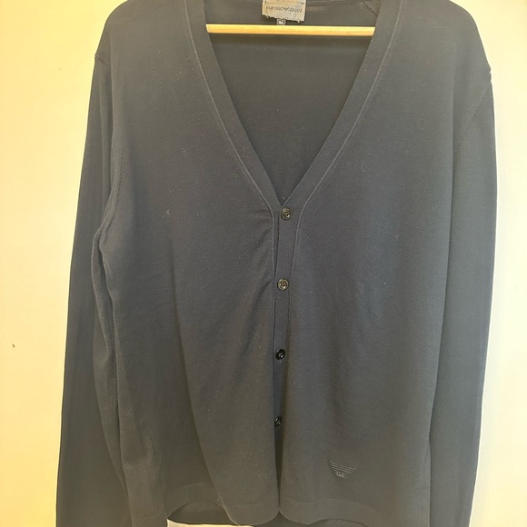 Giorgio Armani Navy V Neck Button Down Cardigan - Picture 2 of 2
